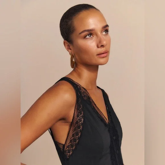 Reformation Julianne Dress Black - Size 8 - Picture 6 of 12